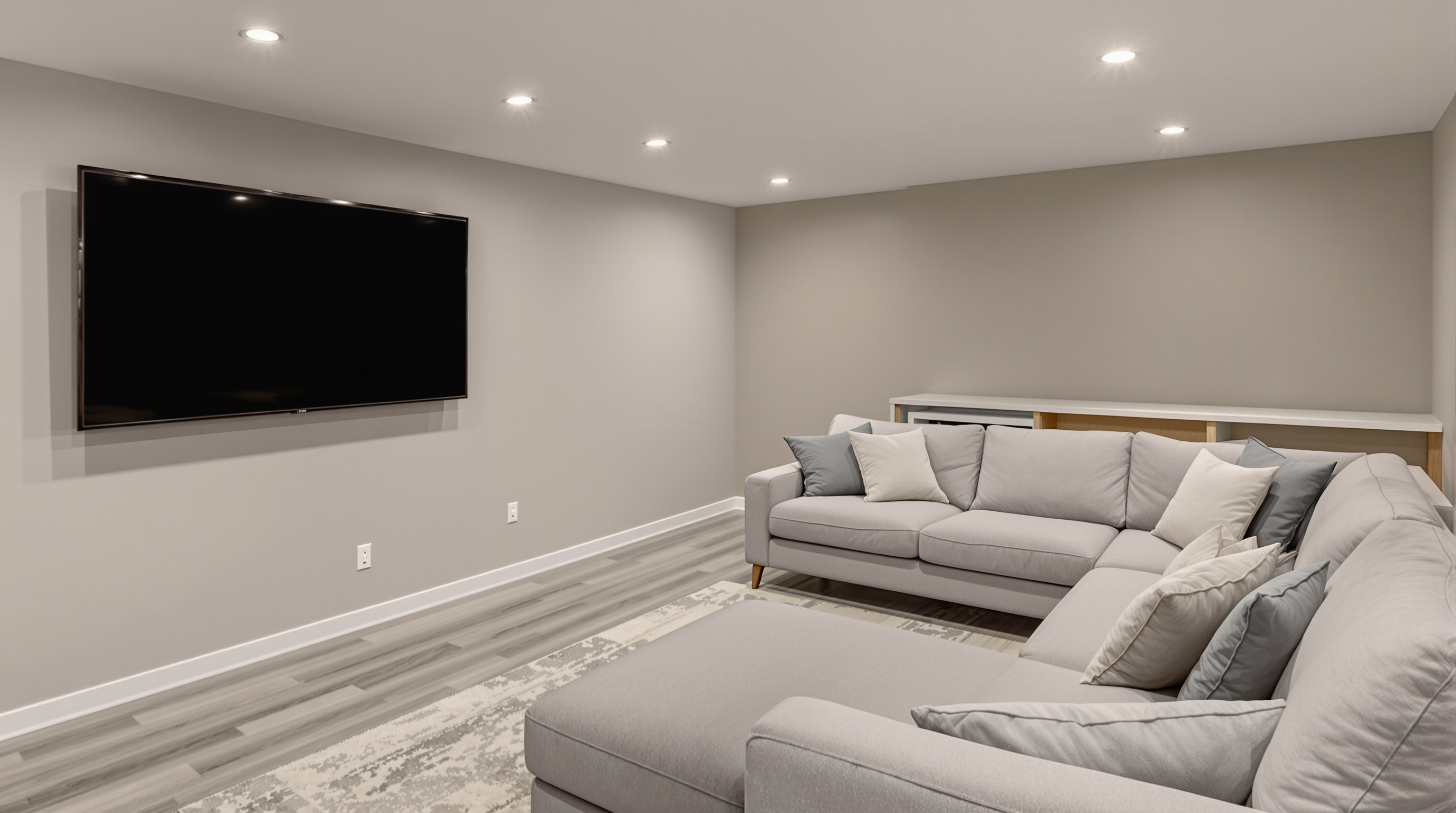 A finished basement in Los Angeles.